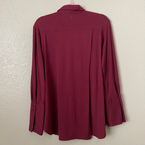 Cuyana Top Womens Medium Red Pima Cotton Modal Knit Pajama Shirt Loungewear - Picture 7 of 13